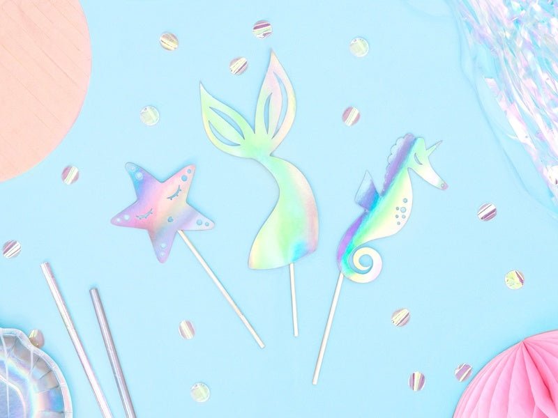 Zeemeermin Taart Topper Set 3 delig van Partydeco koop je bij Partywinkel
