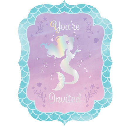 Zeemeermin Uitnodigingen 8st van Creative Converting koop je bij Partywinkel