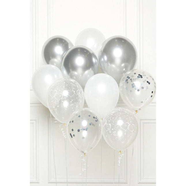 Zilveren Ballonnen Set 30cm 10st van Riethmueller koop je bij Partywinkel