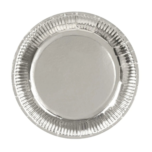 Zilveren Borden 23cm 6st - Partywinkel - 8712026200112