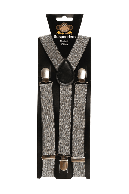 Zilveren Bretels Shiny 2,5cm van Partychimp koop je bij Partywinkel