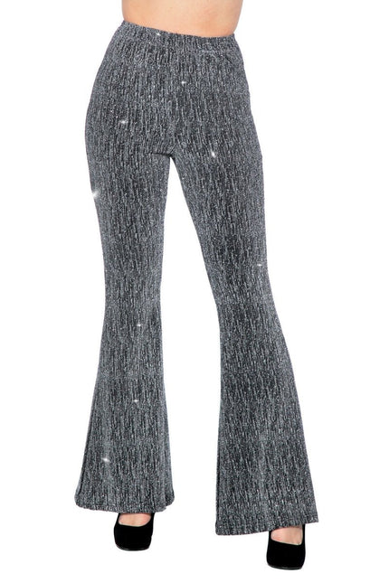 Zilveren Broek Dames Flared Glitter van Wilbers & Wilbers koop je bij Partywinkel