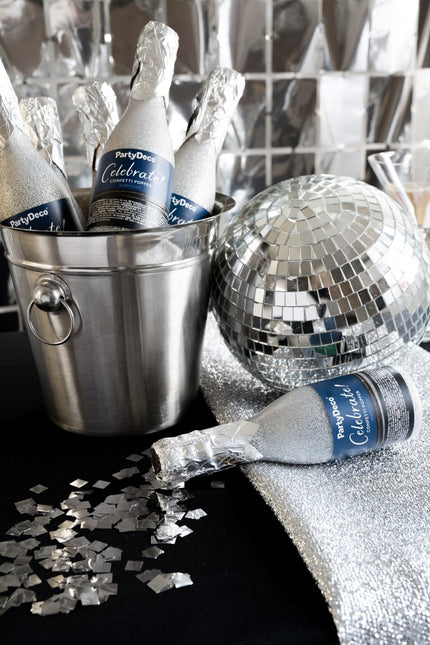 Zilveren Confetti Kanon Champagne 20,5cm van Partydeco koop je bij Partywinkel