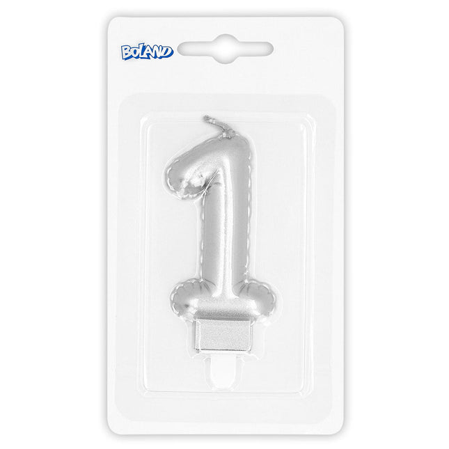 Zilveren Kaars 1 Jaar 8cm van Boland koop je bij Partywinkel