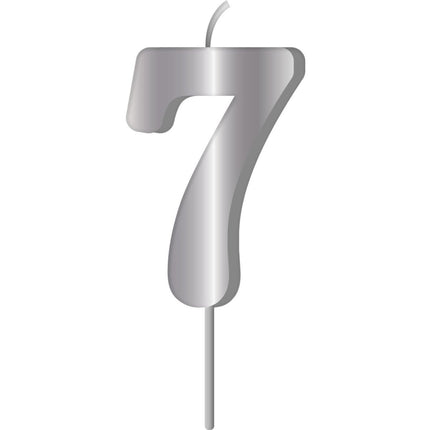 Zilveren Kaars 7 Jaar 7cm van Folat koop je bij Partywinkel