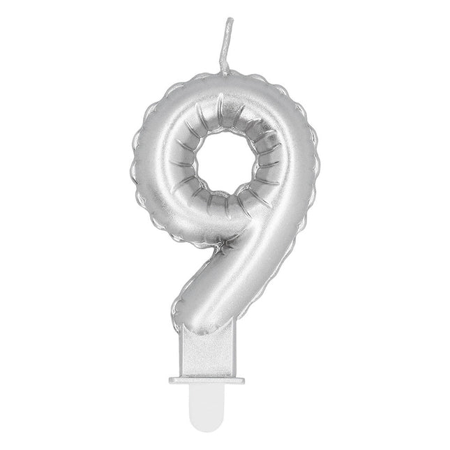 Zilveren Kaars 9 Jaar 8cm van Boland koop je bij Partywinkel