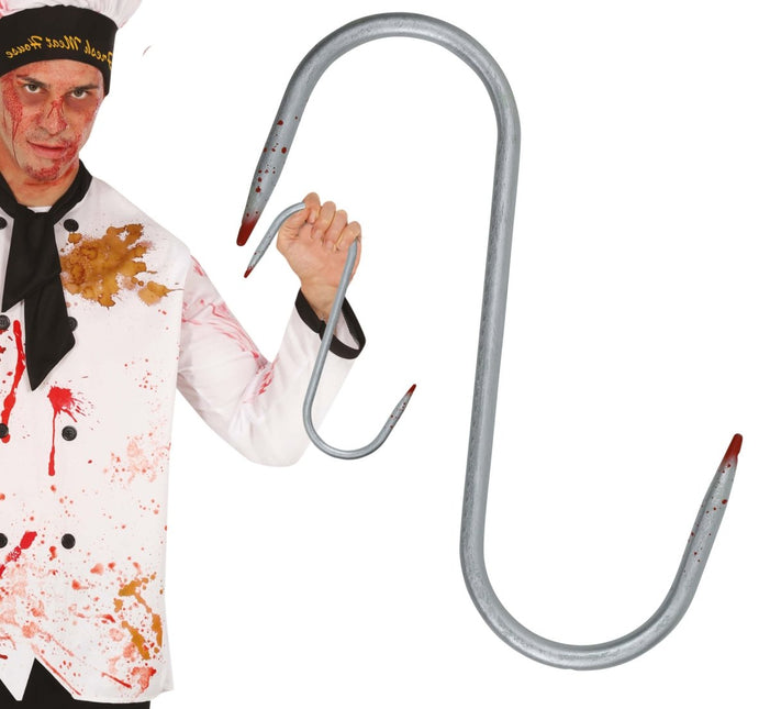 Zilveren Nep Haak Met Bloed 33cm van Fiestas Guirca koop je bij Partywinkel