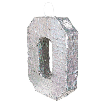 Zilveren Pinata 0 Jaar Holografisch 40cm van Boland koop je bij Partywinkel