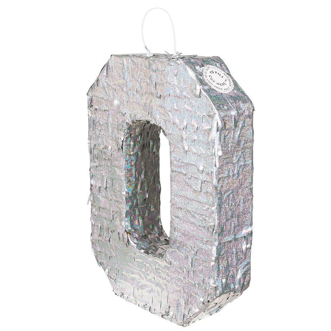 Zilveren Pinata 0 Jaar Holografisch 40cm van Boland koop je bij Partywinkel