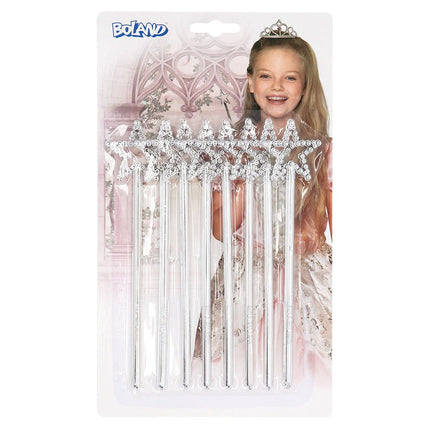 Zilveren Toverstaf 17cm 8st van Boland koop je bij Partywinkel