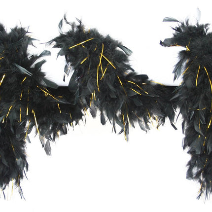 Zwart Gouden Boa Lang 1,8m van Wilbers & Wilbers koop je bij Partywinkel