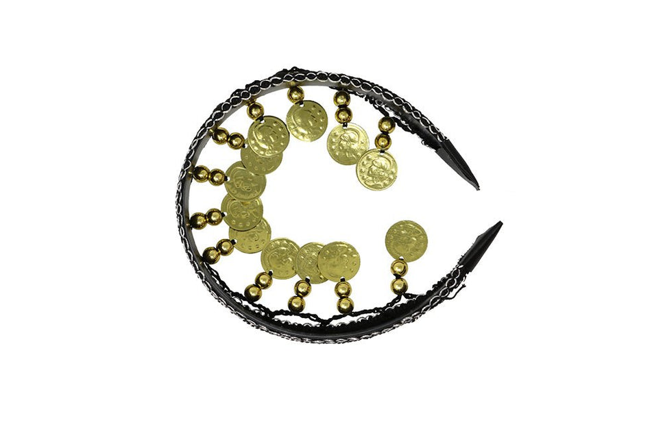 Zwart Gouden Hoofdband Munten - Partywinkel - 8434077137697
