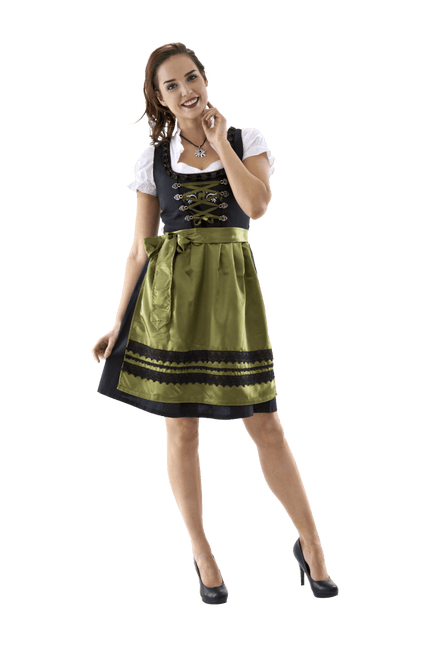 Zwart Groene Dirndl Jurk Oktoberfest Dames van Haus Huberts koop je bij Partywinkel