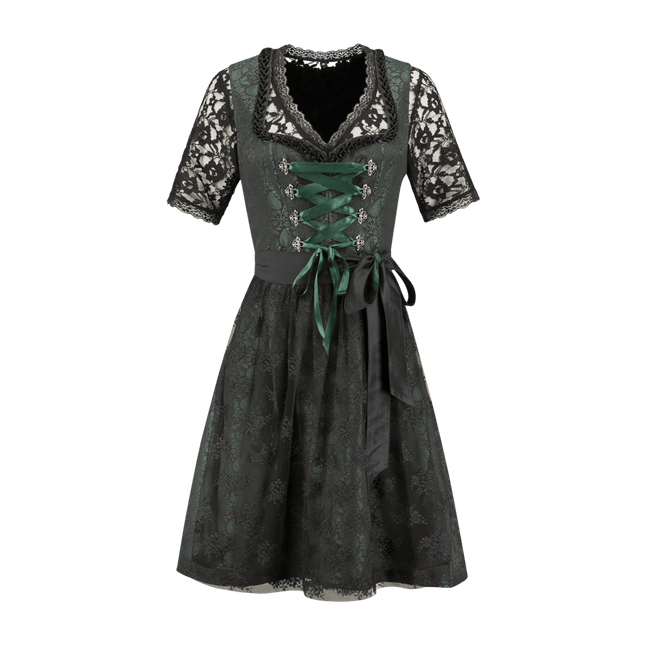 Zwart Groene Dirndl Jurk Oktoberfest Dames Jaquard van Haus Huberts koop je bij Partywinkel