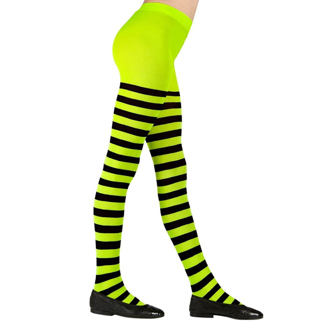 Zwart Groene Panty Kind Gestreept van Widmann koop je bij Partywinkel