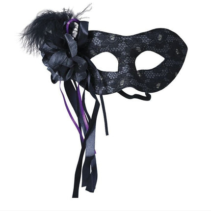 Zwart Oogmasker Veer van Fiestas Guirca koop je bij Partywinkel