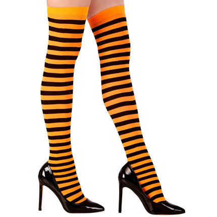 Zwart Oranje Kousen Gestreept van Widmann koop je bij Partywinkel