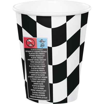 Zwart Witte Bekers Geblokt 256ml 8st van Creative Converting koop je bij Partywinkel