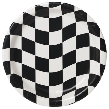 Zwart Witte Borden Geblokt 23cm 8st van Creative Converting koop je bij Partywinkel