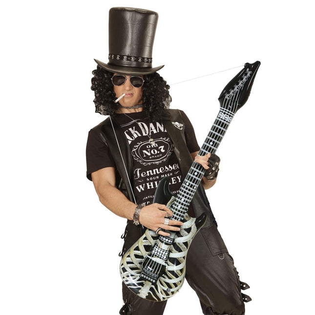 Zwart Witte Opblaas Gitaar van Widmann koop je bij Partywinkel