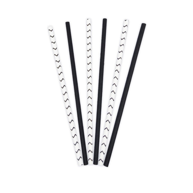 Zwart Witte Rietjes 19cm 50st van Procos koop je bij Partywinkel