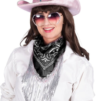 Zwart Zilveren Bandana Strass Franjes van Wilbers & Wilbers koop je bij Partywinkel