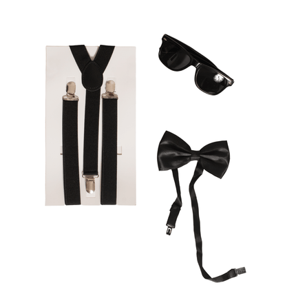 Zwarte Accessoireset 3 delig van Partychimp koop je bij Partywinkel