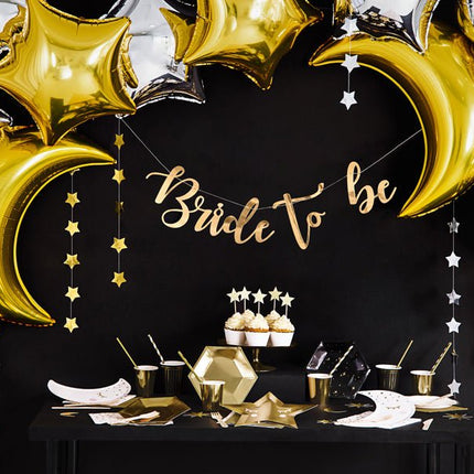 Zwarte Borden Gouden Sterren 20cm 6st van Partydeco koop je bij Partywinkel