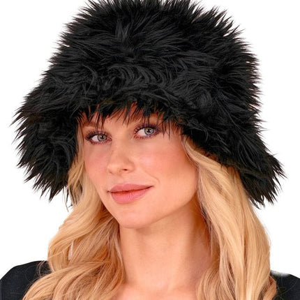 Zwarte Bucket Hat Pluche van Widmann koop je bij Partywinkel