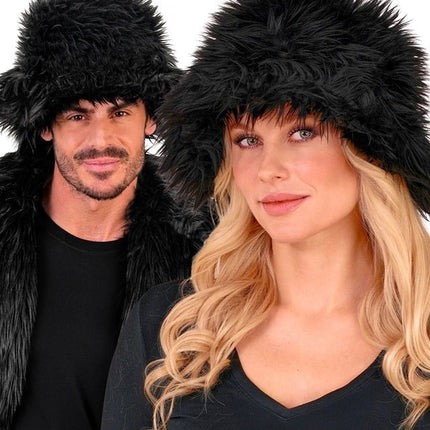 Zwarte Bucket Hat Pluche van Widmann koop je bij Partywinkel