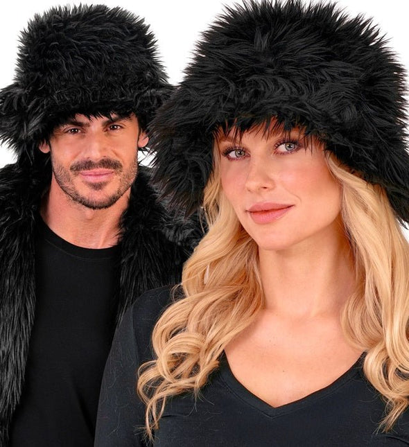 Zwarte Bucket Hat Pluche van Widmann koop je bij Partywinkel
