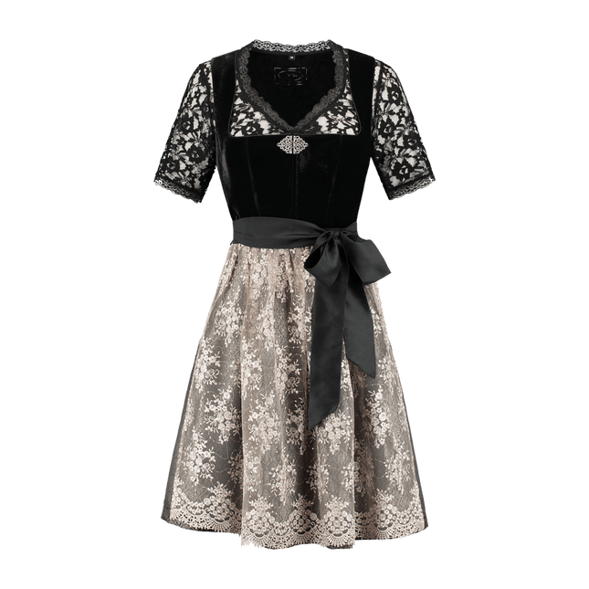 Zwarte Dirndl Jurk Oktoberfest Dames Velvet van Haus Huberts koop je bij Partywinkel