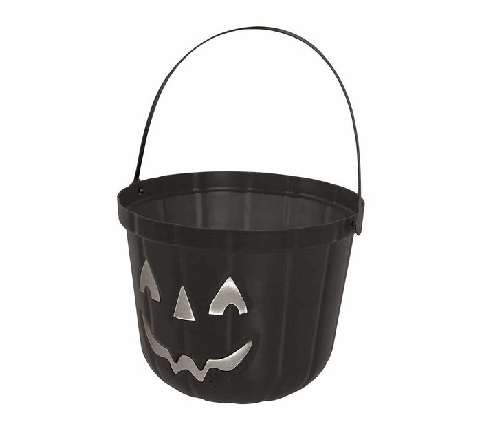 Zwarte Halloween Snoep Emmer Pompoen 20cm van Fiestas Guirca koop je bij Partywinkel