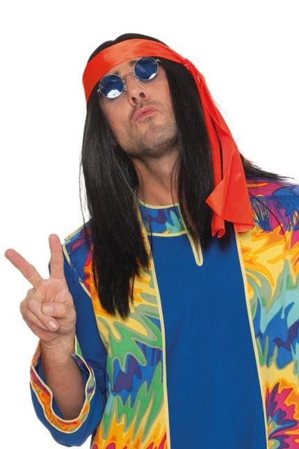 Zwarte Hippie Pruik van Wilbers & Wilbers koop je bij Partywinkel