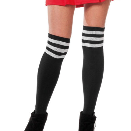 Zwarte Kousen Wit Gestreept Cheerleader van Wilbers & Wilbers koop je bij Partywinkel