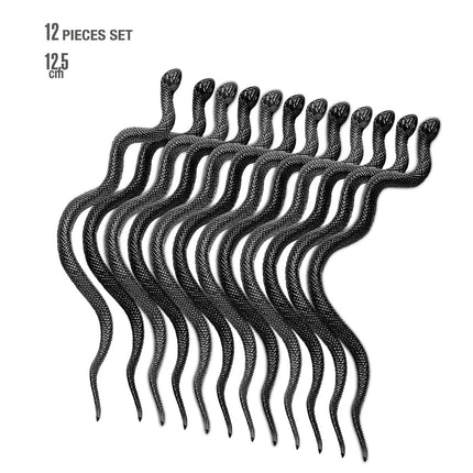 Zwarte Nep Slang 12,5cm 12st van Widmann koop je bij Partywinkel