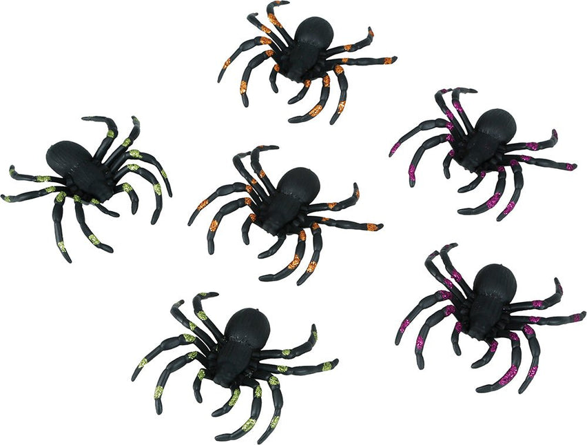 Zwarte Nep Spin Glitter 7cm 6st van Fiestas Guirca koop je bij Partywinkel