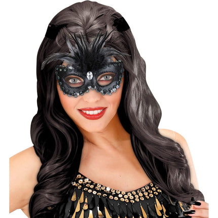 Zwarte Oogmasker Pailletten En Glitters van Widmann koop je bij Partywinkel