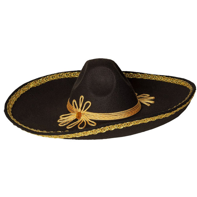 Zwarte Sombrero Carlos 55cm van Boland koop je bij Partywinkel