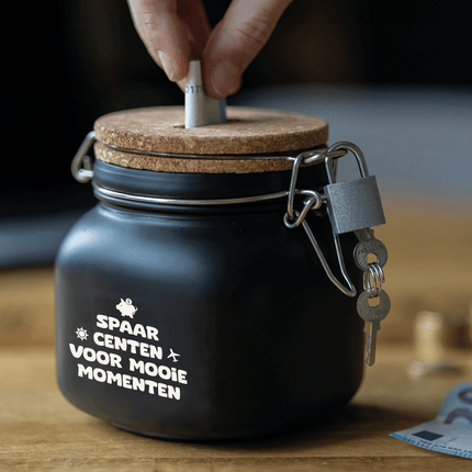 Zwarte Spaarpot Mooie Momenten 12,5cm - Partywinkel - 8716764239793