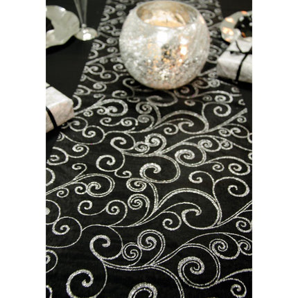 Zwarte Tafelloper Glitters 5M 36cm van CHAKS koop je bij Partywinkel